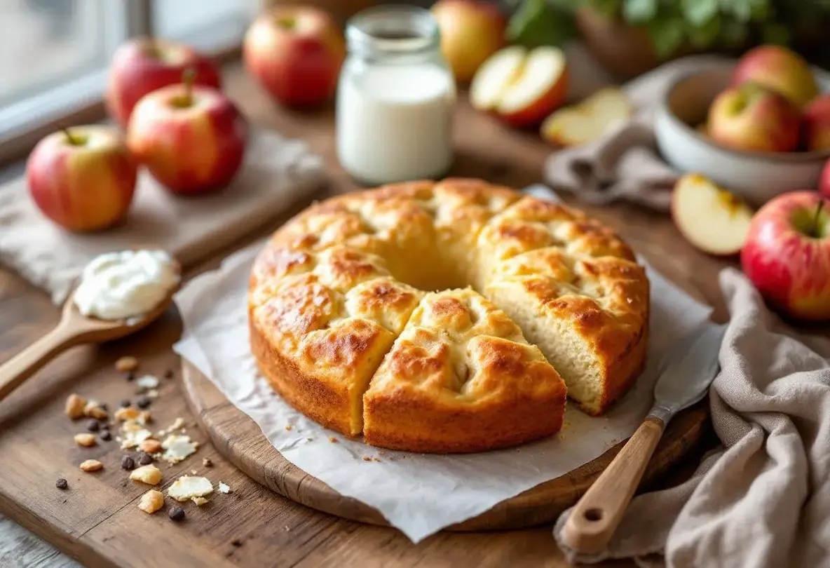 Gâteau pommes-yaourt de grand-mère : moelleux, doré et doux comme un souvenir d’enfance
