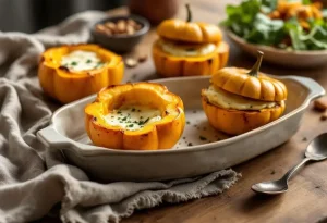 Un plat fondant, crémeux, gratiné : ces courges farcies au chèvre sont l’incarnation même de la gourmandise d’automne
